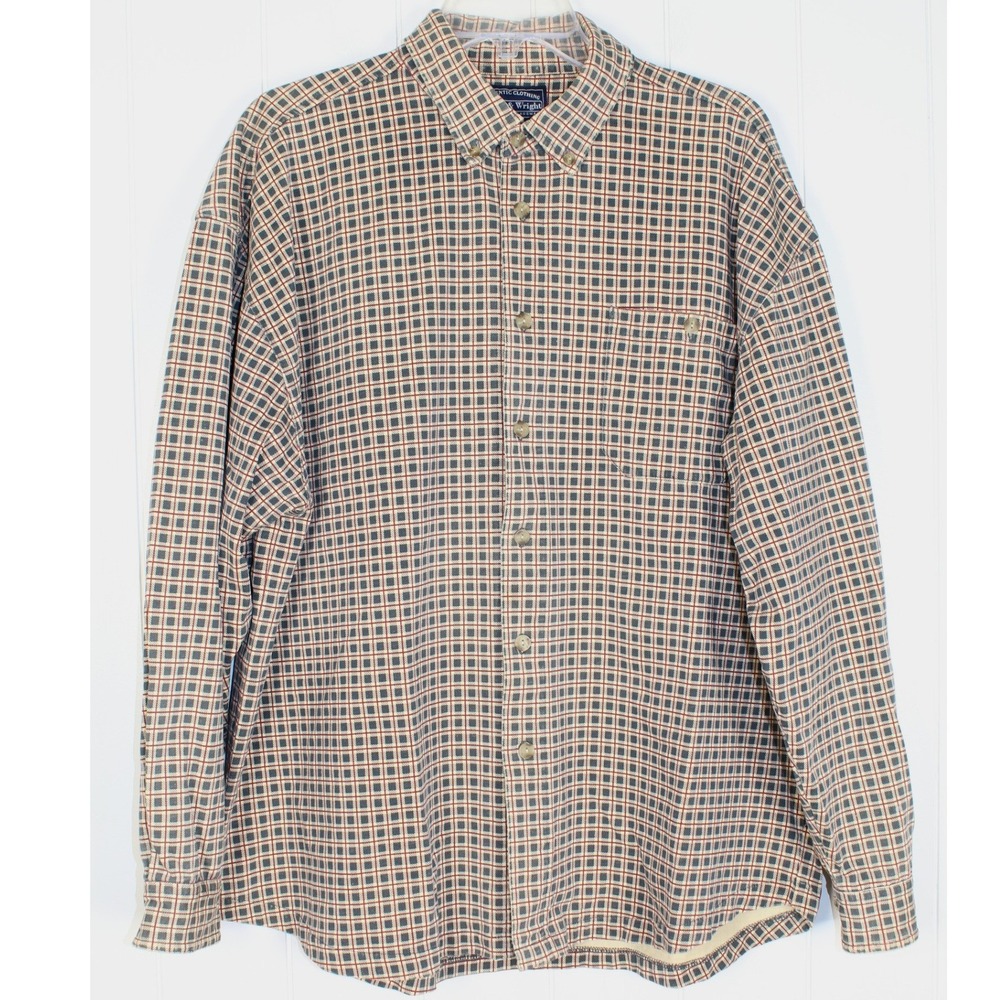 Bowen & Wright Men's Long Sleeve Button Up Green/Red Checked 100% Cotton Shirt
